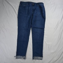 Michael Kors 12 High Rise Skinny Raw Hem Medium Wash Stretch Denim Jeans - £19.97 GBP