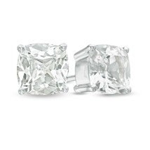 5mm Cushion Moissanite Diamond Sterling Silver Solitaire Stud Earrings Women&#39;s - £70.32 GBP