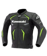  Kawasaki Black Cowhide Leather Motorcycle Jacket with CE Armor – Ultima... - $149.00+