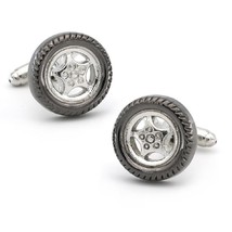 TIRE CUFFLINKS Car Wheel Rims Mechanic Racing Driver Automotive Black w ... - $9.95