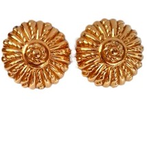 Monet Goldtone Flower Burst Clip On Earrings Signed Womens Costume Jewelry  - £19.82 GBP