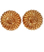 Monet Goldtone Flower Burst Clip On Earrings Signed Womens Costume Jewelry  - £19.44 GBP
