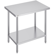 VEVOR Stainless Steel Adjustable Work Table 24x36x34 in, 2 Storeys, 750 ... - $98.99