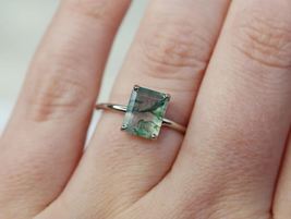 Natural Moss Agate Ring Handmade 925 Sterling Silver Ring Engagement Silver Ring - £47.96 GBP