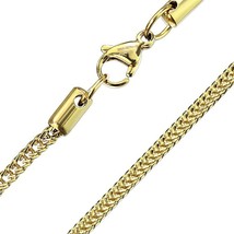 Spiga Franco Wheat Chain Necklace Gold Stainless Steel 2.3mm 19-inch - $15.99