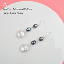 Natural Freshwater Pearl Earrings Real 925 Sterling Silver long korean earrings  - £15.65 GBP