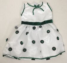 15" doll clothes hand made outfit white green jewels glitter Dress - $9.35