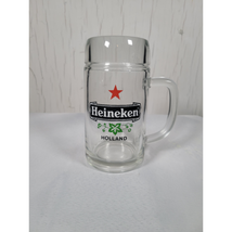 Vtg Heineken Red Star Beer 20 Oz .5L Glass Mug 6&quot; Stein Tankard Holland Barware - $3.95