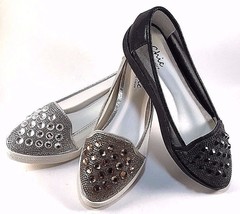 Chic By Lady Couture Sky Silver Embellished Dress Comfort Loafers  - £23.52 GBP