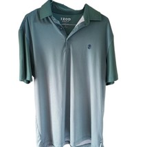 Izod Golf with Stretch Men&#39;s Short Sleeve Green Patterned Polo - £7.76 GBP