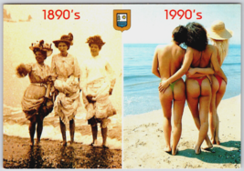 Then and now Beach Girls Postcard Risque Ocean 90&#39;s Pinup Adult Butt Bum - £8.92 GBP