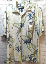 Havana Jacks Cafe Hawaiian Floral beige blue Button Down Shirt Men XL rayon - £13.19 GBP