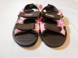 Osh Kosh B&#39;Gosh Girl&#39;s Youth Sandals Flats shoes Size 11M Brown Pink NWT - £12.26 GBP