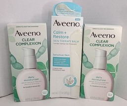 Aveeno Clear Complexion Lotion Daily Use - 4 oz   2-pack Calm & Restore Balm 1.7 - $34.64