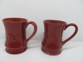 Demdaco Sapore 2004 Deb Hrabik Set Of 2 Hand Painted  Brown Mugs EUC - £14.95 GBP