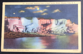 1946 Illuminated American Falls at Night During Winter Postcard Niagara Falls NY - £7.56 GBP