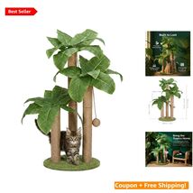 Stylish 31.5” Cat Scratching Post - 3 Poles &amp; Canna Leaves for All Breeds - $104.89
