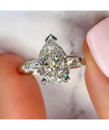 Lab Grown 2.00 Ct PEAR Cut F VVS2 CVD Diamond Ring Solitaire 14k White Gold - $2,533.22 CAD