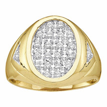14kt Yellow Gold Mens Round Diamond Oval Cluster Ring 1/4 Cttw - £469.74 GBP