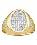 14kt Yellow Gold Mens Round Diamond Oval Cluster Ring 1/4 Cttw - £470.88 GBP