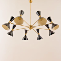 Mid-Century Style 8 Arms Italian Chandelier with Diabolo Shades-
show or... - £320.39 GBP