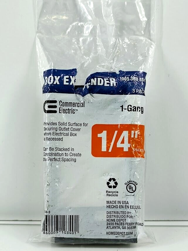 Commercial Electric 1/4&quot; 1-Gang Outlet Electrical Box Extender SG14-3 (3... - $14.75