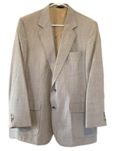 Haggar Sportscoat Blazer Mens 42 Vented Two-Button Cream/Brown Linen Blend - £18.97 GBP