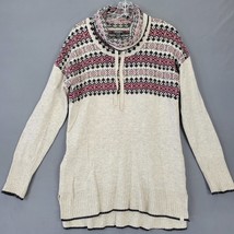 Eddie Bauer Women Sweater Size M Tan Wool Warm Preppy Print Classic Long Sleeves - £10.61 GBP