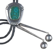Vintage Navajo Silver and high grade turquoise Modernist bolo tie - £350.44 GBP