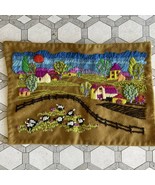 Farm Landscape Fences Crewel Embroidery Needlepoint Finished Unframed 16... - £34.99 GBP