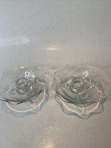 2 Fenton Art Glass 848 Clear Single Light Candlestick 3-toed 9 petal Depression - £6.42 GBP