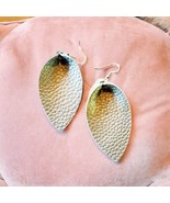 Leather Leaf Earrings Mint Green - $8.90