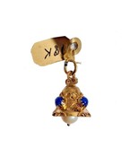 18K VINTAGE YELLOW GOLD BLUE LAPIS LAZULI PEARL BELL CHARM OR PENDANT 5.... - $360.36