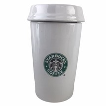 2000 Starbucks Coffee Traveler Mug White Ceramic 8-1/2&quot; Canister Cookie Jar - £24.01 GBP