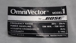 Vintage Bose Omni Vector 1 Speaker Logo Badge Sticker-
show original tit... - £23.08 GBP