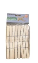 Wood Clothespins Wooden Laundry Clothes Pins Large Springs 32 Pieces Atq - £6.34 GBP