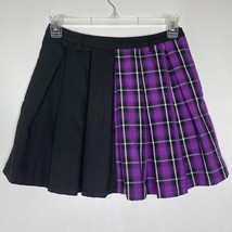 Hot Topic Skirt M Split Pleated Purple Plaid Black Punk Goth Grunge Y2K ... - $26.00
