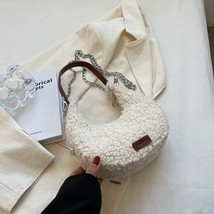 Plush Crossbody Bags for Women Female New Winter Trend Winter Fashion Chain Sadd - £28.59 GBP