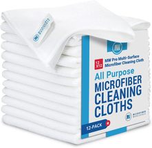 12x12&quot; Multi-Surface Microfiber Cleaning Cloths White 12 Pack Microfiber Towels - £13.58 GBP