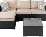Patio Furniture Sets 3 Pieces Outdoor Sectional Sofa Black All-Weather R... - $630.99