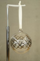 Vintage Christmas Tree Ornament Hand Blown Silver Overlay Round Globe 3.75&quot; - £19.26 GBP
