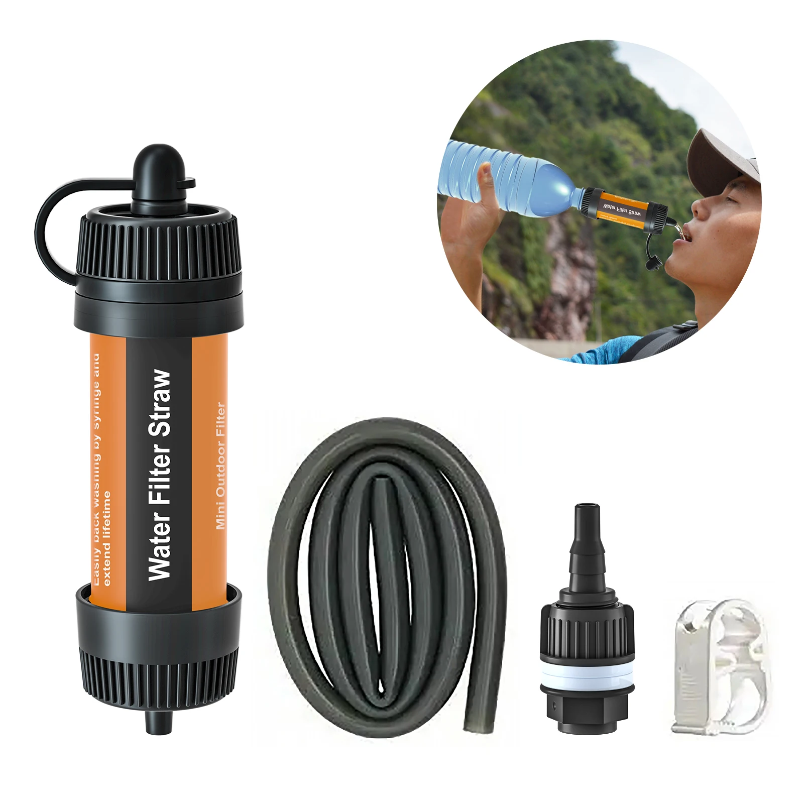 Camping Outdoor Water Filter Straw Portable Water Purifier Survival Gear for - £21.47 GBP