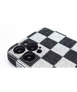 Fall Winter 21 Fashionable Chequered Cloth iPhone 12 (s) Case (Black/White) - $17.65 CAD