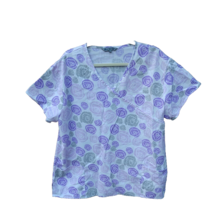 Wear For Care Women&#39;s Scrub Top Purples with Gray on White V Neck Pocket... - €9,09 EUR