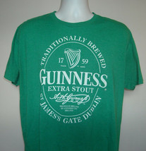Guinness Extra Stout Dublin Ireland 1759 Ireland T Shirt Mens Large Beer Green - £17.64 GBP