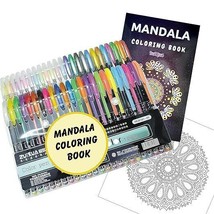 24 pcs Color Gel Neon Pen Set  + Mandala Art Zentangle Colouring Sheets Kit - £13.92 GBP+