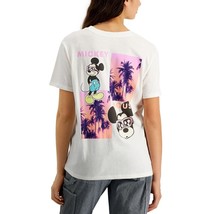 Disney Women&#39;s Juniors&#39; Mickey Mouse Graphic-Print T-Shirt White L B4HP - $12.95
