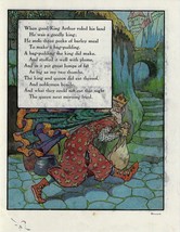 Antique Good King Arthur Mother Goose Rhyme Art Print 1915 Dual Sided 8 x 10.5 - £20.49 GBP