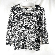 Talbot&#39;s Women&#39;s Size S Pima Cotton Blend Black and White Floral Shrug Sweater - £20.15 GBP