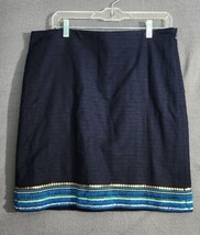 Talbots Skirt Womens Sz 12 Blue Cotton Stretch Sequin Beaded Embellished... - £39.92 GBP